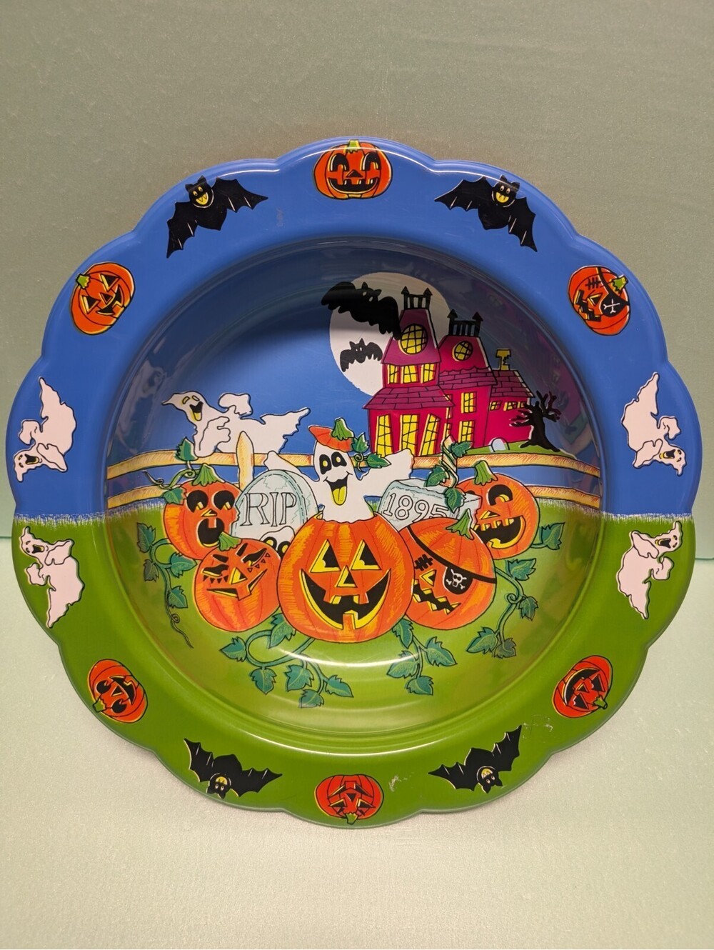 Vintage Ullman Halloween Trick Or Treat Candy Bowl Pumpkin Patch 90s